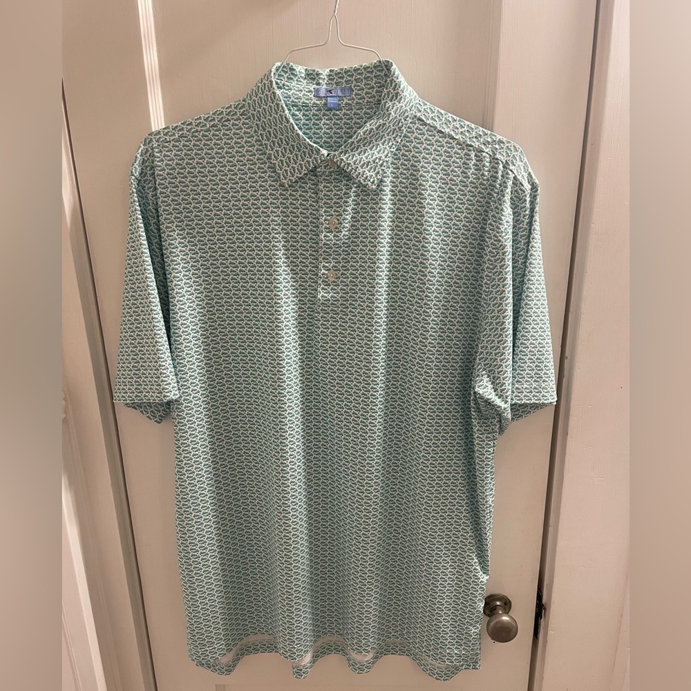Genteal Men’s Performance Polo Green Fish Pattern